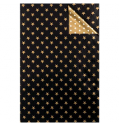 Geschenkpapier 7A.5834, Sterne und Punkte, 50cm x 150m, schwarz/gold