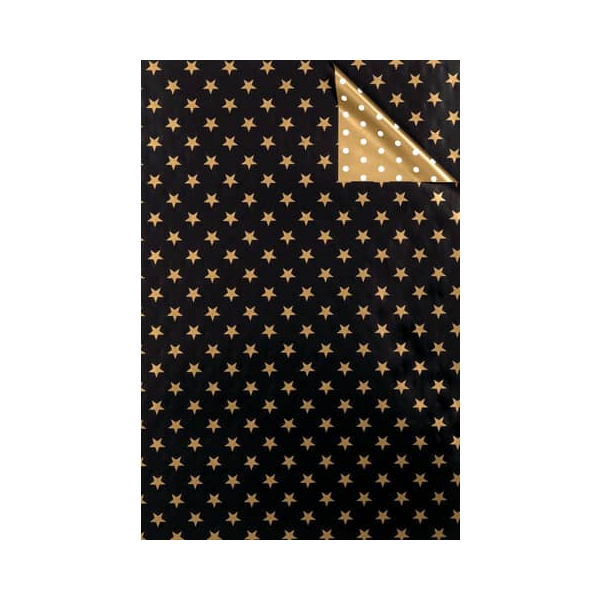 4058653800399 - Geschenkpapier   7A5834 Sterne und Punkte 50cm x 150m schwarz gold 4058653800399 50 Meter