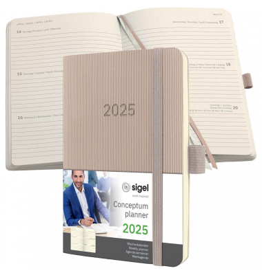 Taschenkalender C2531, Conceptum, taupe, 1 Woche / 2 Seiten, 9,3x14cm (A6), 2026
