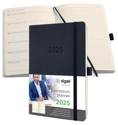 Buchkalender C2524, Conceptum, schwarz, links Woche/rechts Notizen / 2 Seiten, 13,5x21cm (A5), 2025