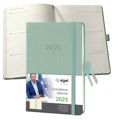 Taschenkalender C2573, Conceptum, mintgrün, 1 Woche / 2 Seiten,  (A6), 2025