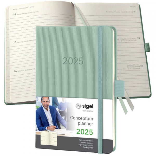 4004360780318 - Taschenkalender C2573 Conceptum mintgrün 1 Woche   2 Seiten 151x108mm (A6) 2025 4004360780318 Sigel