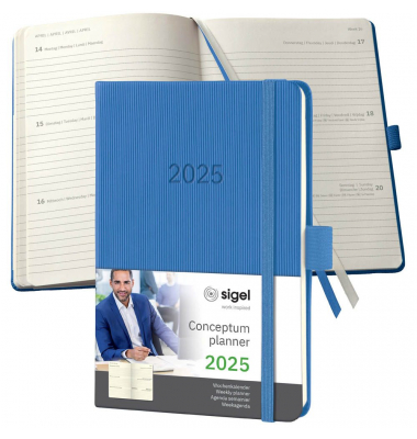 Taschenkalender C2569, Conceptum, blau, 1 Woche / 2 Seiten,  (A6), 2025