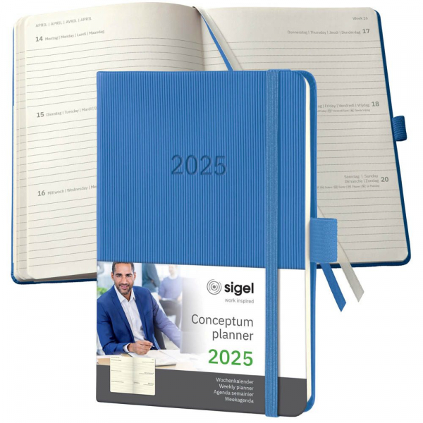4004360780431 - Taschenkalender C2569 Conceptum blau 1 Woche   2 Seiten 108x151mm (HxB) (A6) 2025 4004360780431 Sigel