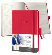 Taschenkalender C2565, Conceptum, rot, 1 Woche / 2 Seiten,  (A6), 2025