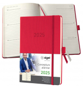 Buchkalender C2564, Conceptum, rot, 1 Woche / 2 Seiten, 14,8x21,3cm (A5), 2025