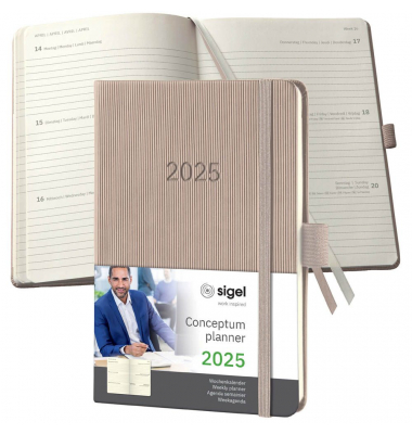 Taschenkalender C2561, Conceptum, taupe, 1 Woche / 2 Seiten,  (A6), 2025
