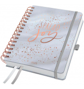Buchkalender J5605, Jolie, grau, ros&eacute;gold, 1 Woche / 2 Seiten, 16,8x21,5cm (ca. A5), 2025