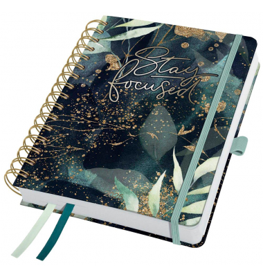 Buchkalender J5603, Jolie, Glamorous Leaves, 1 Woche / 2 Seiten,  (ca. A5), 2025