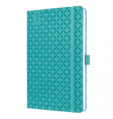 Buchkalender J5103, Jolie, aqua green, 1 Woche / 2 Seiten, 13,5x20,3cm (A5), 2025