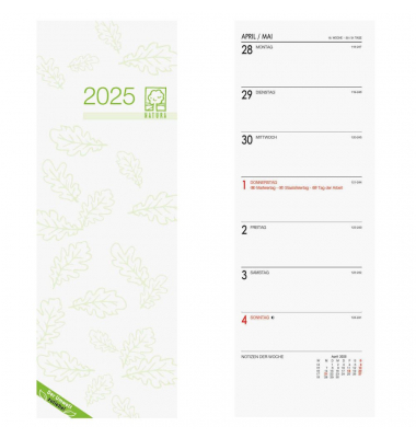 Buchkalender 718-0700 (602580), Wochenvormerkbuch mit Steuerterminen, beige, 1 Woche / 1 Seite,  (A4 halb), 2025