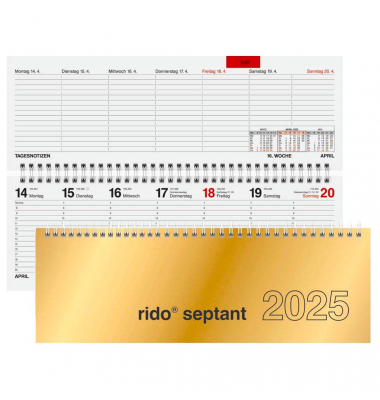 Tischquerkalender 5136121915, 1 Woche / 2 Seiten, 30,7x10,5cm, 2025