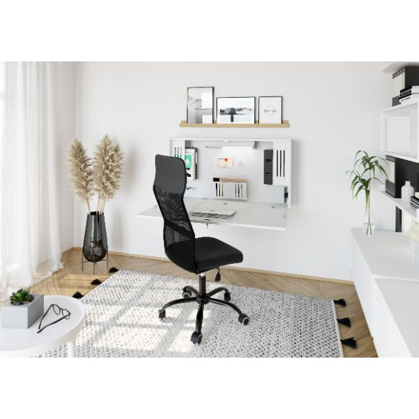 4032062194843 - Wandschreibtisch ideal für das Home Office ausklappbare Tischplatte umfangreiche Innenausstattung B 1200 x T 260 x H 650 mm weiß weiß