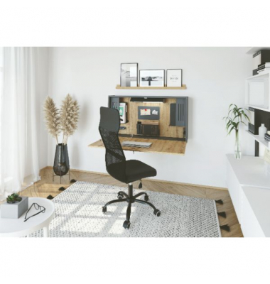 Wandschreibtisch, 65cm (H), rechteckig, graphit/eiche / graphit/eiche hell