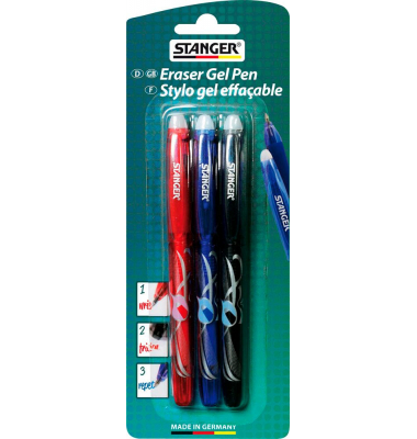 Eraser Tintenroller-Set rot, blau, schwarz 0,7 mm, Schreibfarbe: farbsortiert