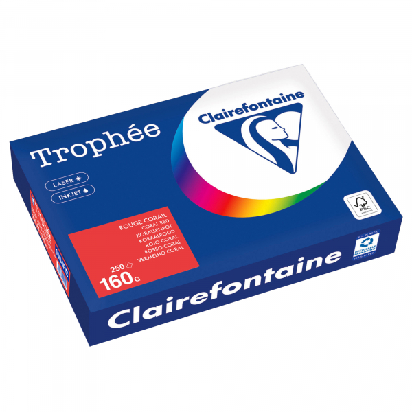 3329680002409 - Kopierpapier Trophee 1004PC korallenrot intensiv A4 160g 250 Blatt 3329680002409 250 Blatt
