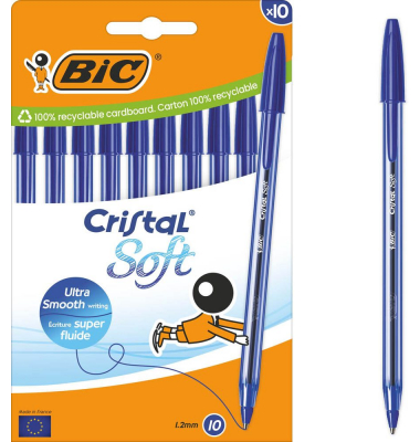 Kugelschreiber Cristal Soft transparent Schreibfarbe blau