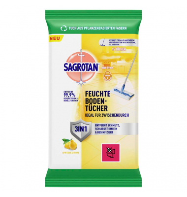 SAGROTAN 3IN1 Feuchte Bodentücher sonstige Fasern, 15 Tücher