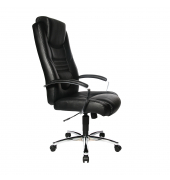B&uuml;rodrehstuhl Soft Lux, schwarz / silber, mit Armlehnen, bis 110kg, eingearbeitetem Kopfpolster