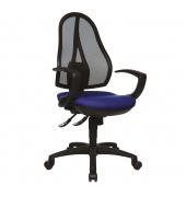 B&uuml;rodrehstuhl Open Point SY, schwarz/blau / schwarz, mit Armlehnen, bis 110kg, ohne Kopfst&uuml;tze