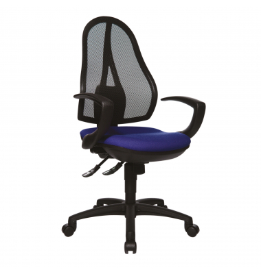 B&uuml;rodrehstuhl Open Point SY, schwarz/blau / schwarz, mit Armlehnen, bis 110kg, ohne Kopfst&uuml;tze