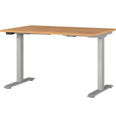 Sitz-Steh-Schreibtisch JET, elektrisch höhenverstellbar, 72-120cm (H), 120x80cm (BxT), rechteckig, grandson-eiche / silber