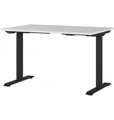 Sitz-Steh-Schreibtisch JET, elektrisch höhenverstellbar, 72-120cm (H), 120x80cm (BxT), rechteckig, lichtgrau / schwarz