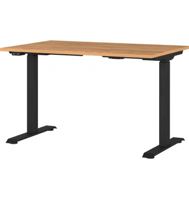 Sitz-Steh-Schreibtisch JET, elektrisch höhenverstellbar, 72-120cm (H), 120x80cm (BxT), rechteckig, grandson-eiche / schwarz