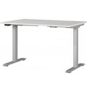 Sitz-Steh-Schreibtisch JET, elektrisch höhenverstellbar, 72-120cm (H), 120x80cm (BxT), rechteckig, lichtgrau / silber