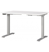 Sitz-Steh-Schreibtisch JET, elektrisch höhenverstellbar, 72-120cm (H), 120x80cm (BxT), rechteckig, weiß / silber