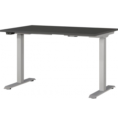Sitz-Steh-Schreibtisch JET, elektrisch höhenverstellbar, 72-120cm (H), 120x80cm (BxT), rechteckig, graphit / silber