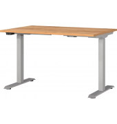 Sitz-Steh-Schreibtisch JET, elektrisch höhenverstellbar, 72-120cm (H), 120x80cm (BxT), rechteckig, navarra-eiche / silber