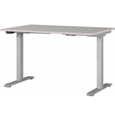 Sitz-Steh-Schreibtisch JET, elektrisch höhenverstellbar, 72-120cm (H), 120x80cm (BxT), rechteckig, kaschmir / silber