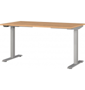 Sitz-Steh-Schreibtisch JET, elektrisch höhenverstellbar, 72-120cm (H), 140x80cm (BxT), rechteckig, grandson-eiche / silber