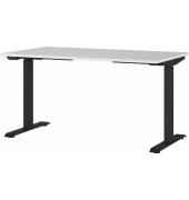 Sitz-Steh-Schreibtisch JET, elektrisch höhenverstellbar, 72-120cm (H), 140x80cm (BxT), rechteckig, lichtgrau / schwarz