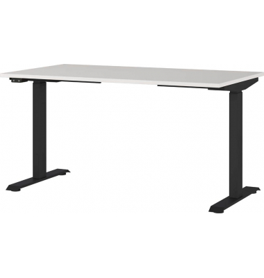 Sitz-Steh-Schreibtisch JET, elektrisch höhenverstellbar, 72-120cm (H), 140x80cm (BxT), rechteckig, lichtgrau / schwarz