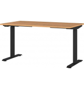Sitz-Steh-Schreibtisch JET, elektrisch höhenverstellbar, 72-120cm (H), 140x80cm (BxT), rechteckig, grandson-eiche / schwarz