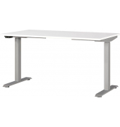 Sitz-Steh-Schreibtisch JET, elektrisch höhenverstellbar, 72-120cm (H), 140x80cm (BxT), rechteckig, weiß / silber