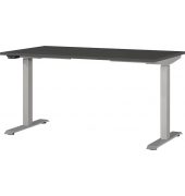 Sitz-Steh-Schreibtisch JET, elektrisch höhenverstellbar, 72-120cm (H), 140x80cm (BxT), rechteckig, graphit / silber