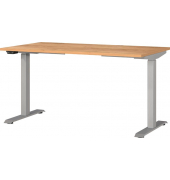 Sitz-Steh-Schreibtisch JET, elektrisch höhenverstellbar, 72-120cm (H), 140x80cm (BxT), rechteckig, navarra-eiche / silber