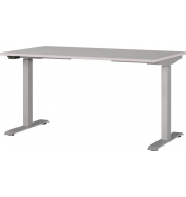 Sitz-Steh-Schreibtisch JET, elektrisch höhenverstellbar, 72-120cm (H), 140x80cm (BxT), rechteckig, kaschmir / silber