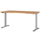 Sitz-Steh-Schreibtisch JET, elektrisch höhenverstellbar, 72-120cm (H), 160x80cm (BxT), rechteckig, grandson-eiche / silber
