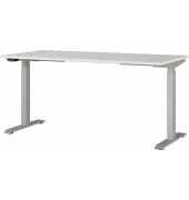 Sitz-Steh-Schreibtisch JET, elektrisch höhenverstellbar, 72-120cm (H), 160x80cm (BxT), rechteckig, lichtgrau / silber