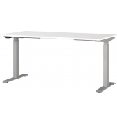 Sitz-Steh-Schreibtisch JET, elektrisch höhenverstellbar, 72-120cm (H), 160x80cm (BxT), rechteckig, weiß / silber