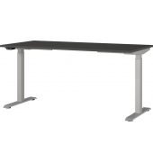 Sitz-Steh-Schreibtisch JET, elektrisch höhenverstellbar, 72-120cm (H), 160x80cm (BxT), rechteckig, graphit / silber