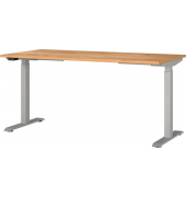 Sitz-Steh-Schreibtisch JET, elektrisch höhenverstellbar, 72-120cm (H), 160x80cm (BxT), rechteckig, navarra-eiche / silber