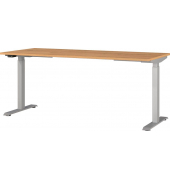Sitz-Steh-Schreibtisch JET, elektrisch höhenverstellbar, 72-120cm (H), 180x80cm (BxT), rechteckig, grandson-eiche / silber