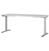 Sitz-Steh-Schreibtisch JET, elektrisch höhenverstellbar, 72-120cm (H), 180x80cm (BxT), rechteckig, lichtgrau / silber