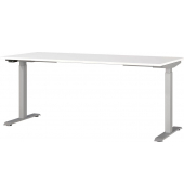 Sitz-Steh-Schreibtisch JET, elektrisch höhenverstellbar, 72-120cm (H), 180x80cm (BxT), rechteckig, weiß / silber