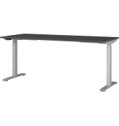 Sitz-Steh-Schreibtisch JET, elektrisch höhenverstellbar, 72-120cm (H), 180x80cm (BxT), rechteckig, graphit / silber